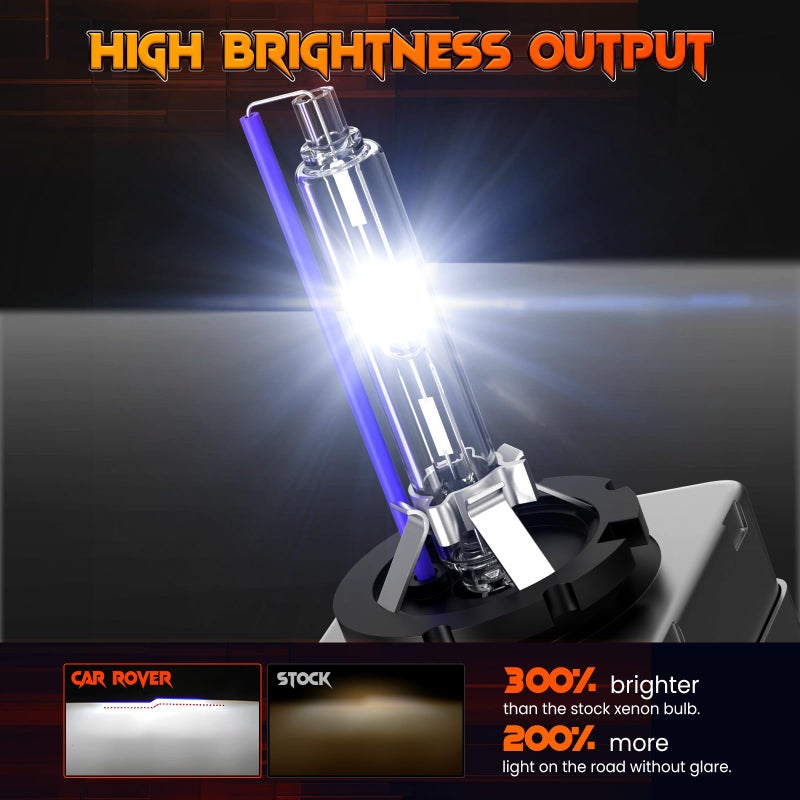 CAR ROVER D1S/D1C 8000K 35W Xenon Headlight Replacement Bulb with Metal Stents Base for 12V Car Head Lights (Pack of 2) - Image 3